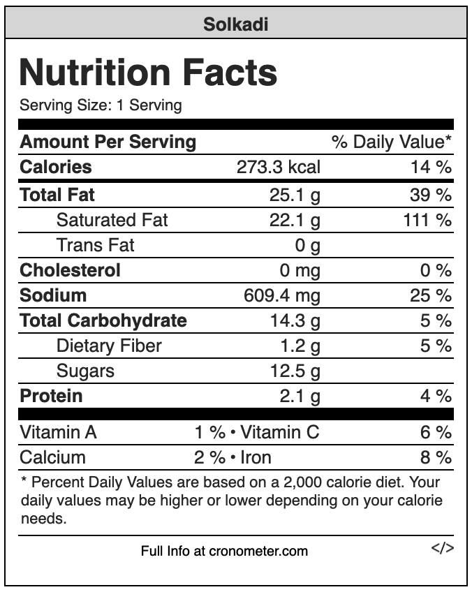 solkadi nutrition values