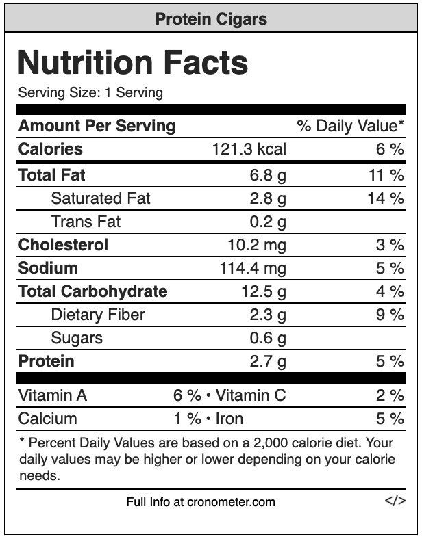 protein cigar nutrition value